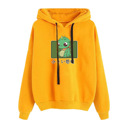 Damen nan kurz geschnittener Cropped-Kapuzenpullover mit niedlicher Frosch-Illustration und verstellbarer Kapuze Nord Taschen