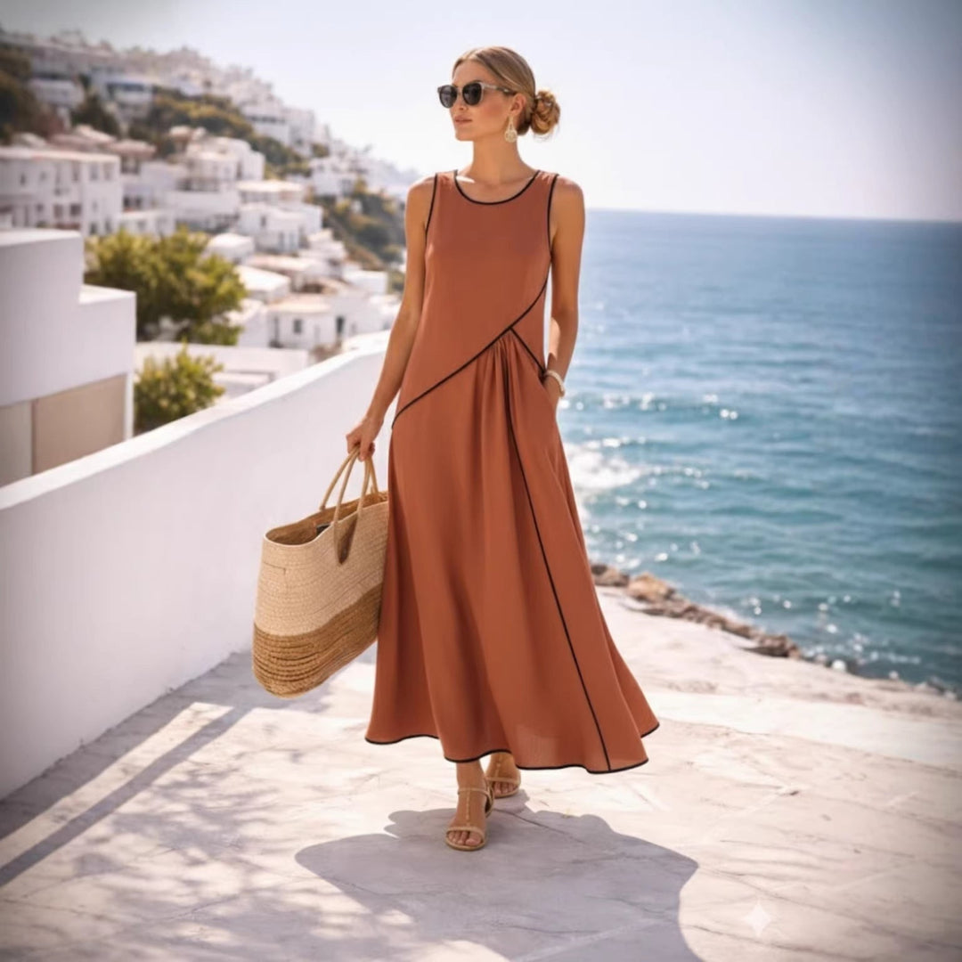 Damen Maxikleid mit fließendem Schnitt und asymmetrischem Design