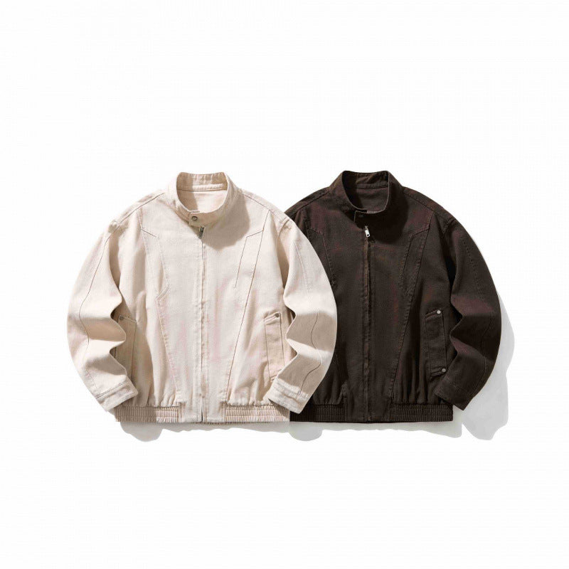 Herren Kurzer Utility-Blouson aus robustem Canvas mit Stehkragen, verdecktem Frontreißverschluss und elastischem Tunnelzugsaum Nord Taschen