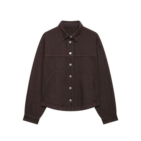 Damen Oversize-Workerjacke aus Baumwoll-Twill Nord Taschen