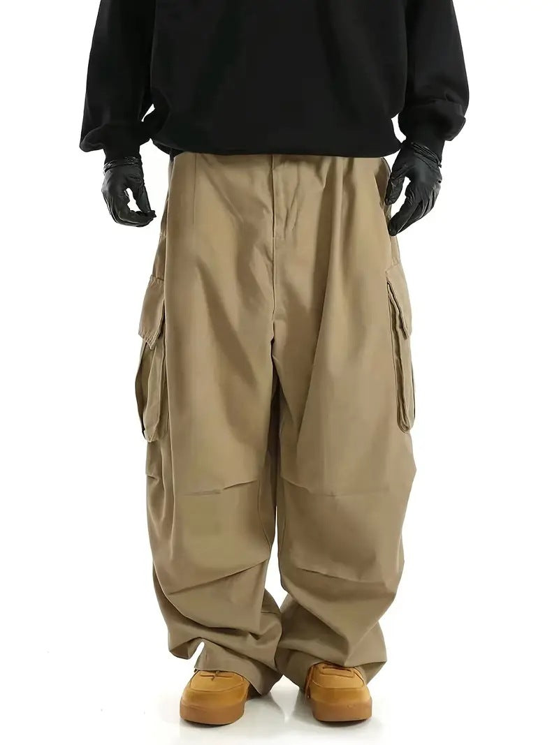 Herren Weite Baggy-Cargohose mit tiefem Schritt, großen Klappentaschen & relaxed Fit Nord Taschen