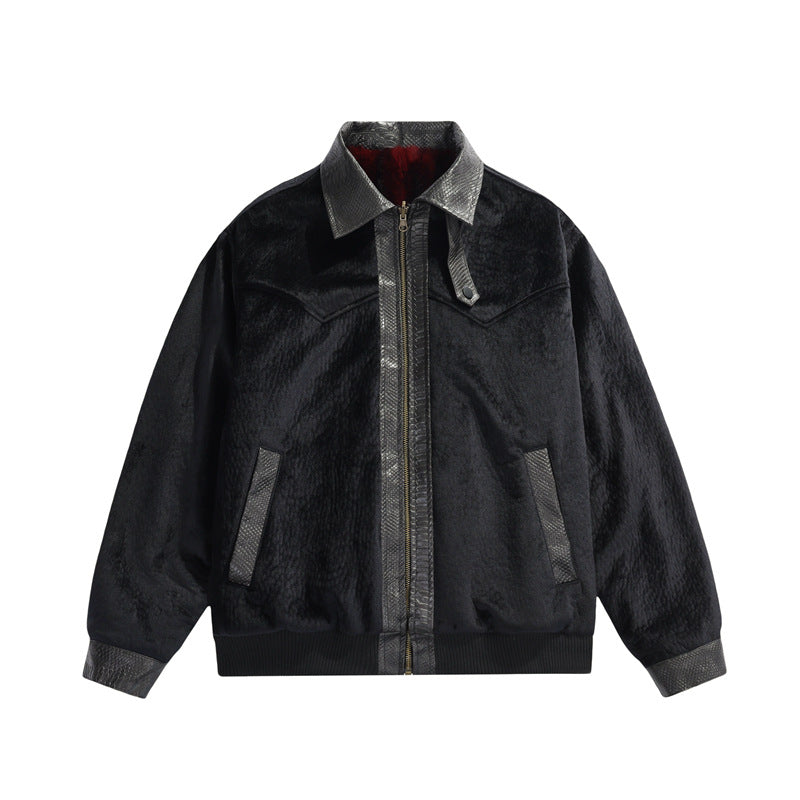 Herren Teddy-Fleece-Boxy-Jacke mit Hemdkragen, durchgehendem Metallreißverschluss & geripptem Saum Nord Taschen