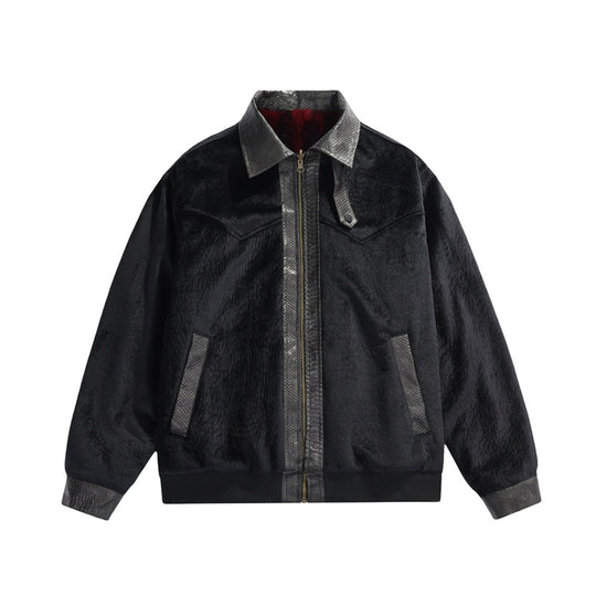 Herren Teddy-Fleece-Boxy-Jacke mit Hemdkragen, durchgehendem Metallreißverschluss & geripptem Saum Nord Taschen