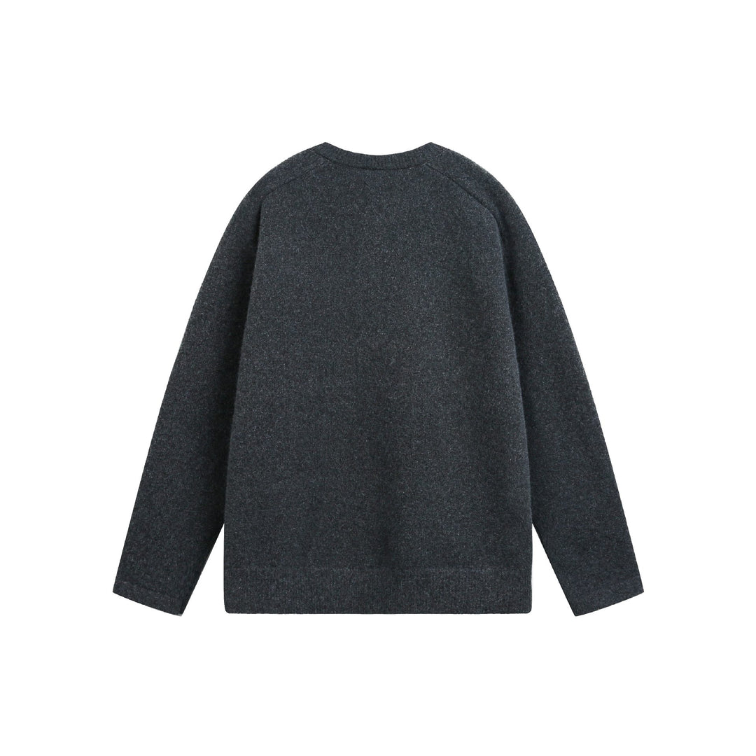 Damen Grobstrick-Henley-Pullover im Oversize-Schnitt mit Knopfleiste Nord Taschen