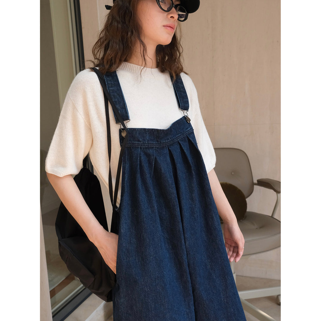 Damen Weite Denim-Latzhose im Baggy‑Stil mit verstellbaren Trägern und großen Seitentaschen Nord Taschen