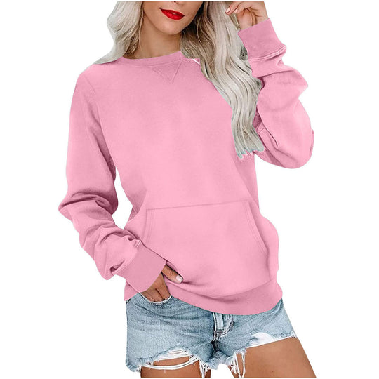 Damen Lockeres Sweatshirt mit Rundhalsausschnitt und Kängurutasche Nord Taschen