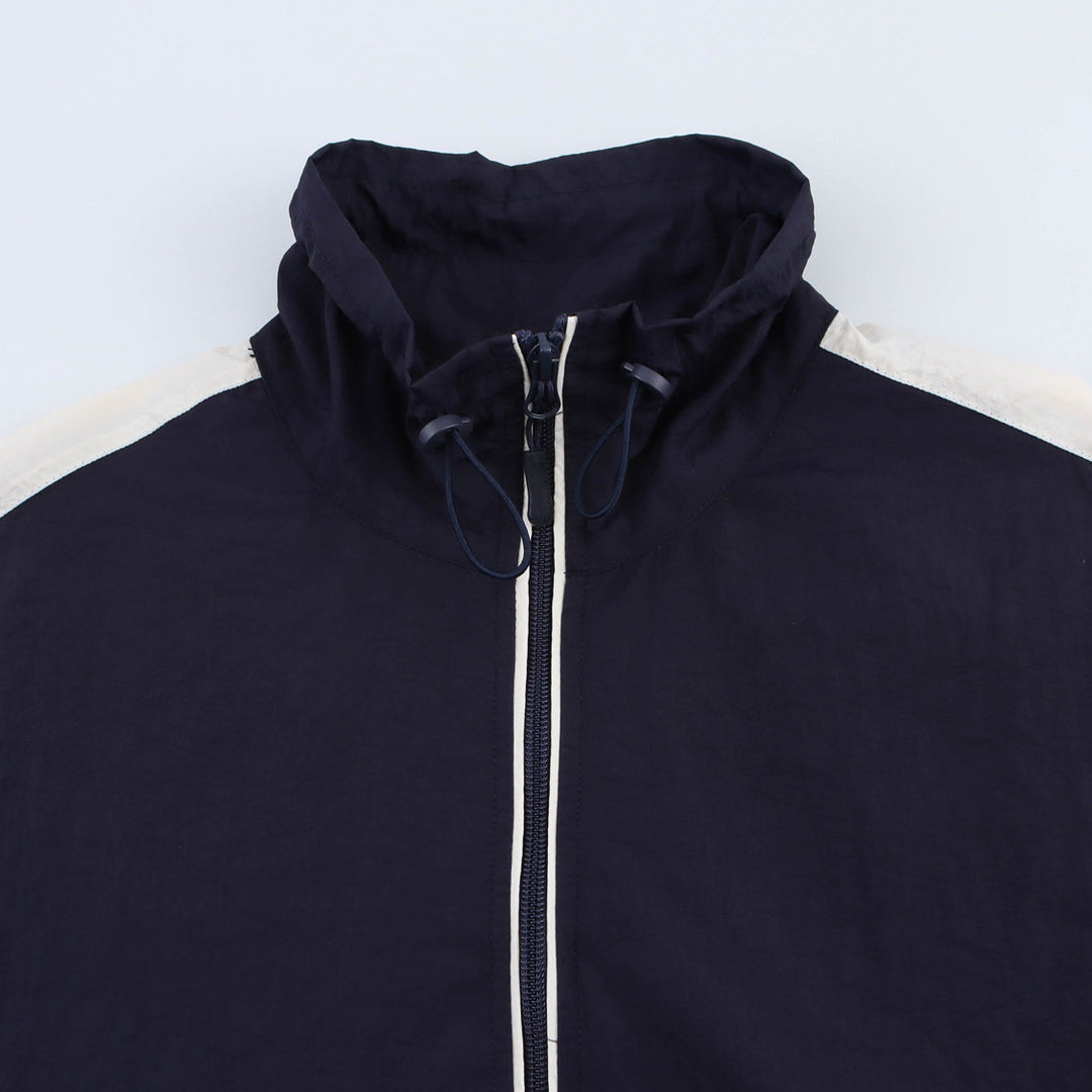 Damen Cropped Windbreaker-Jacke mit hohem Kragen, Tunnelzug und Kontraststreifen Nord Taschen