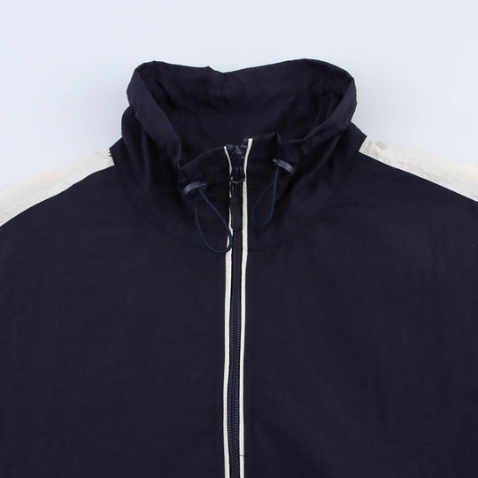 Damen Cropped Windbreaker-Jacke mit hohem Kragen, Tunnelzug und Kontraststreifen Nord Taschen