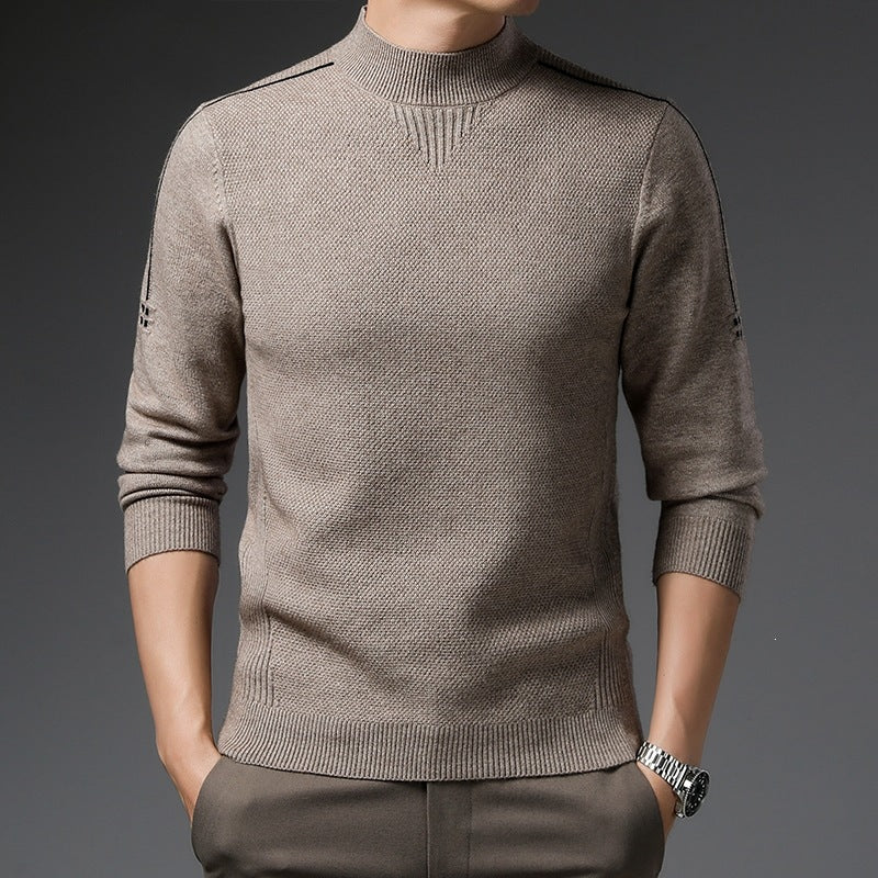 Herren Slim-Fit Strukturierter Feinstrickpullover mit kurzem Schlauchkragen und gerippten Säumen Nord Taschen