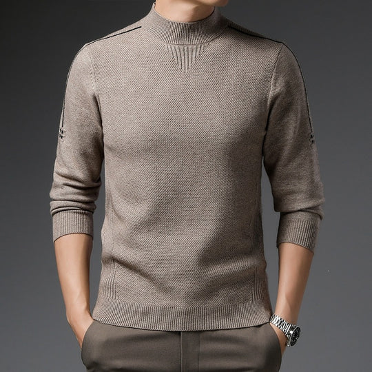 Herren Slim-Fit Strukturierter Feinstrickpullover mit kurzem Schlauchkragen und gerippten Säumen Nord Taschen
