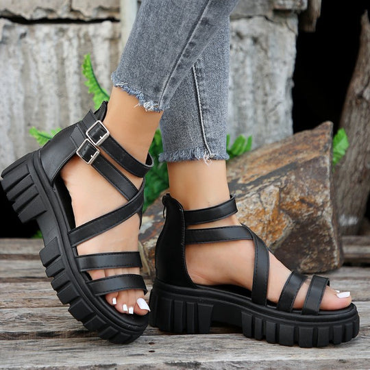 Damen Chunky Sandalen mit verstellbaren Riemen und rutschfester Sohle