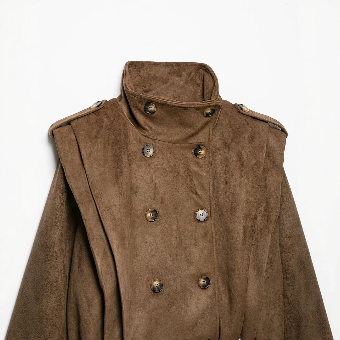 Damen Kurzjacke im Matrosen- und Military-Mix mit hohem Stehkragen, Epauletten und tailliertem Gummizug Nord Taschen