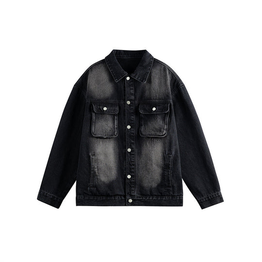 Herren Oversize-Jeansjacke mit Used-Waschung, aufgesetzten Brusttaschen und Knopfverschluss Nord Taschen