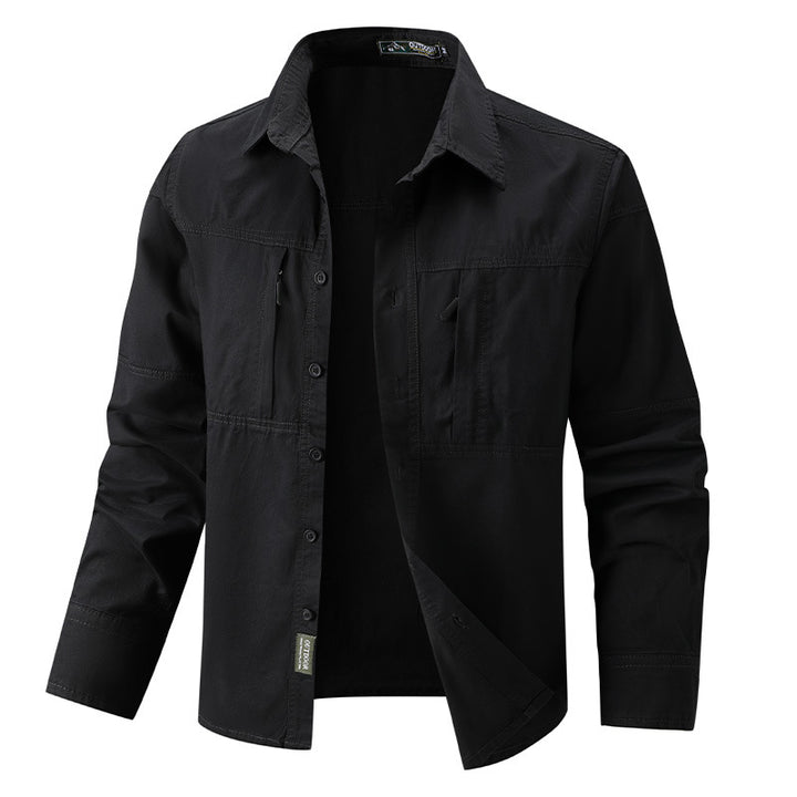 Herren  leichtes Outdoor-Hemdjacke mit zwei vertikalen Brust-Reißverschlusstaschen und verstärkten Schulterpassen Nord Taschen