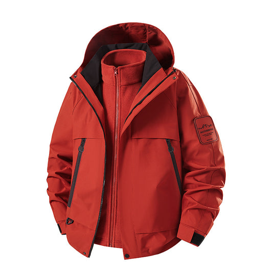 Herren multifunktionale Wasserfeste Softshell-Regenjacke mit abnehmbarer Fleece-Innenjacke Nord Taschen
