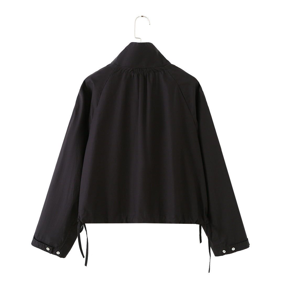 Damen Leichter Cropped-Blouson mit hohem Stehkragen, Tunnelzug und seitlichen Bindebändern Nord Taschen