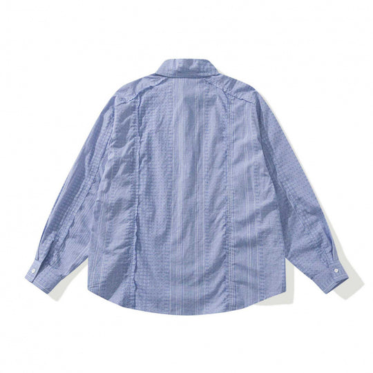 Unisex Oversize-Langarmhemd aus leichter Strukturbaumwolle mit Kentkragen und feiner Streifenbordüre Nord Taschen