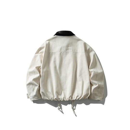 Herren Fieldjacke im Boxy‑Cut mit Lederkragen und Kordelzug Nord Taschen