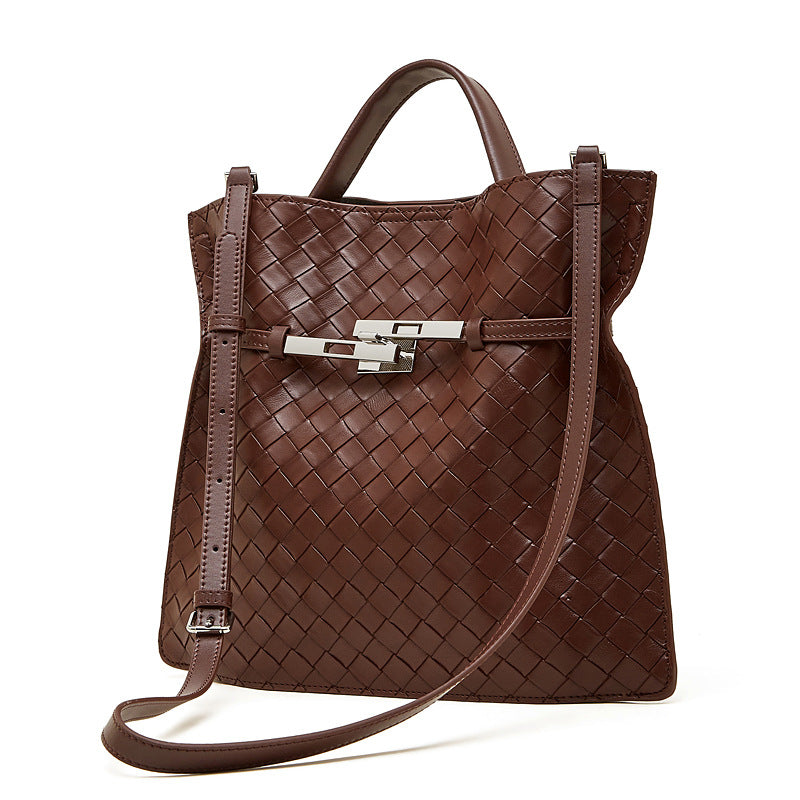 Damen geflochtene Shopper Tasche mit modernem Verschluss Nord Taschen