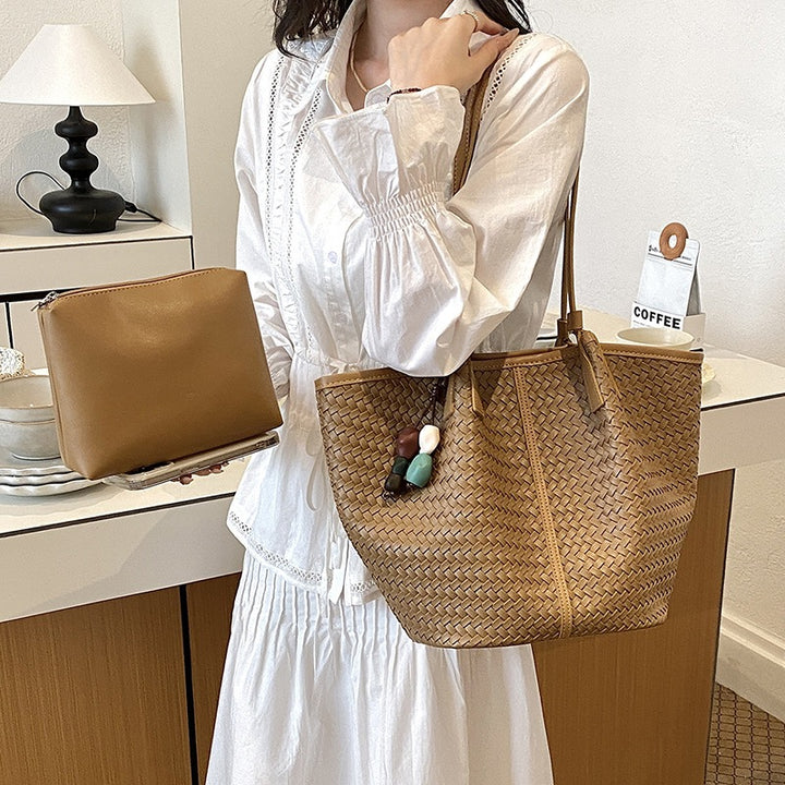 Damen hochwertige Geflecht Shopper-Tasche Nord Taschen