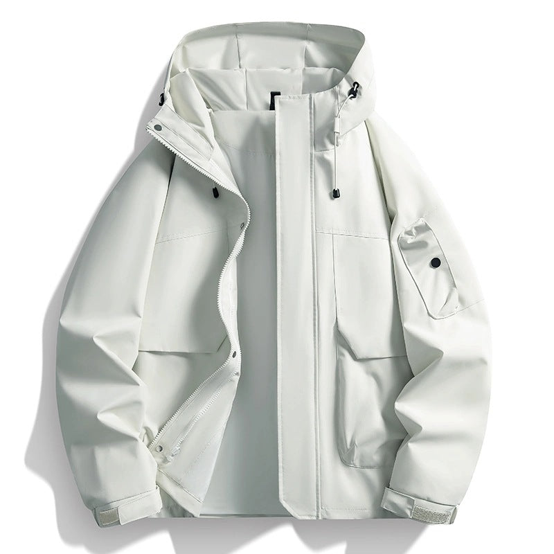 Herren Wasserdichte Kapuzenjacke im Utility-Stil mit verschweißten Nähten und verdecktem Reißverschluss Nord Taschen