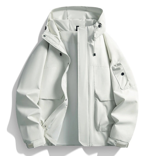 Herren Wasserdichte Kapuzenjacke im Utility-Stil mit verschweißten Nähten und verdecktem Reißverschluss Nord Taschen