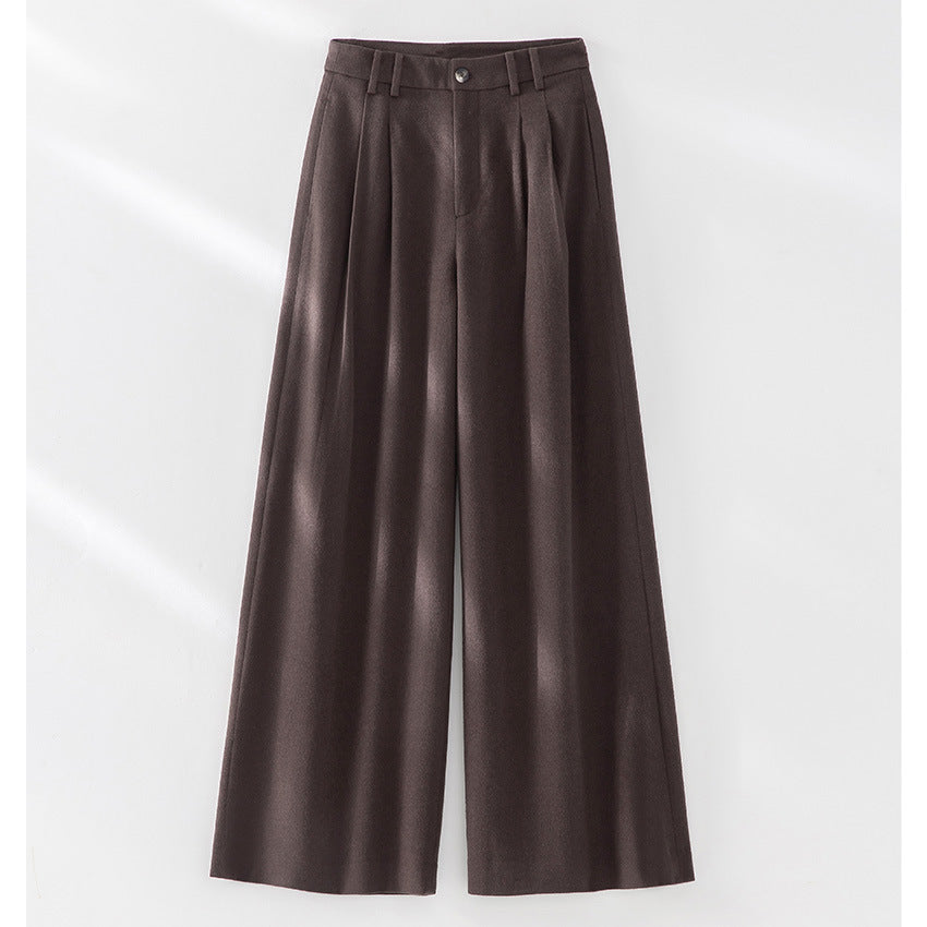 Damen Weite Bundfalten-Hochbundhose aus Wollmischung Nord Taschen