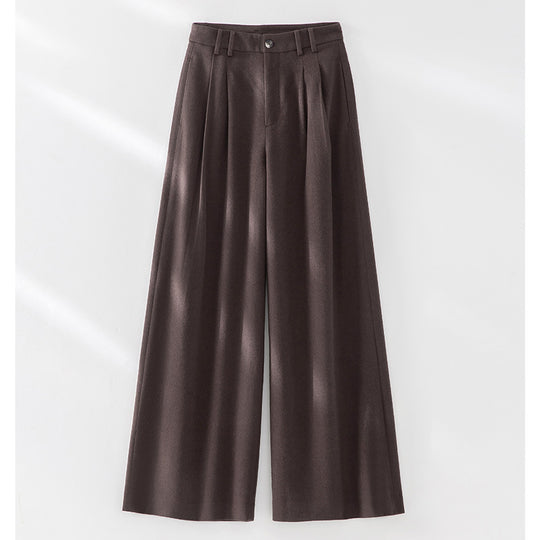 Damen Weite Bundfalten-Hochbundhose aus Wollmischung Nord Taschen