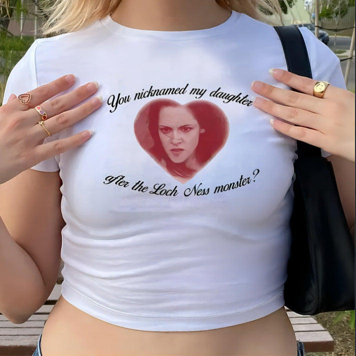 Damen Kurzarm T-Shirt mit aufgedrucktem Lippenmotiv Nord Taschen