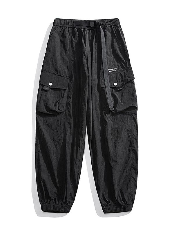 Herren Nylon Utility Cargohose mit elastischem Bund, verstellbarem Gürtel und Pattentaschen Nord Taschen