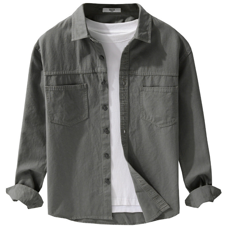 Herren Utility-Hemdjacke aus Baumwolltwill mit verdeckter Knopfleiste und Relaxed-Schnitt Nord Taschen