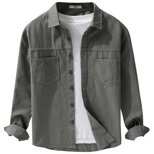 Herren Utility-Hemdjacke aus Baumwolltwill mit verdeckter Knopfleiste und Relaxed-Schnitt Nord Taschen