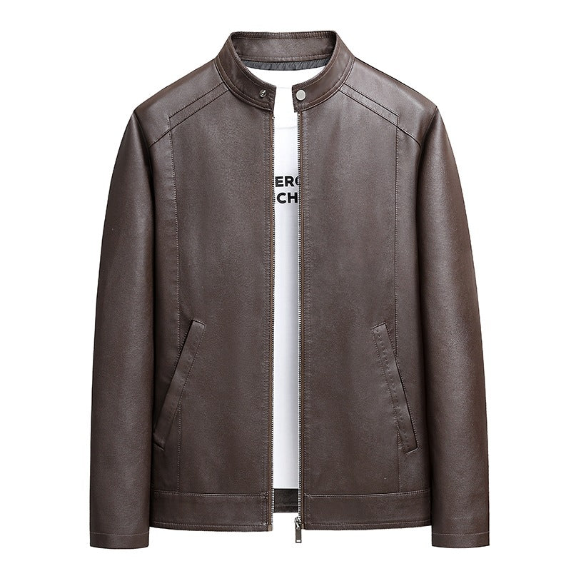 Herren Schlichte Kunstleder-Cityjacke mit Stehkragen, Zweiwege-Reißverschluss & Eingrifftaschen Nord Taschen