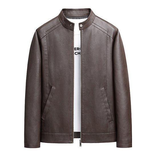 Herren Schlichte Kunstleder-Cityjacke mit Stehkragen, Zweiwege-Reißverschluss & Eingrifftaschen Nord Taschen