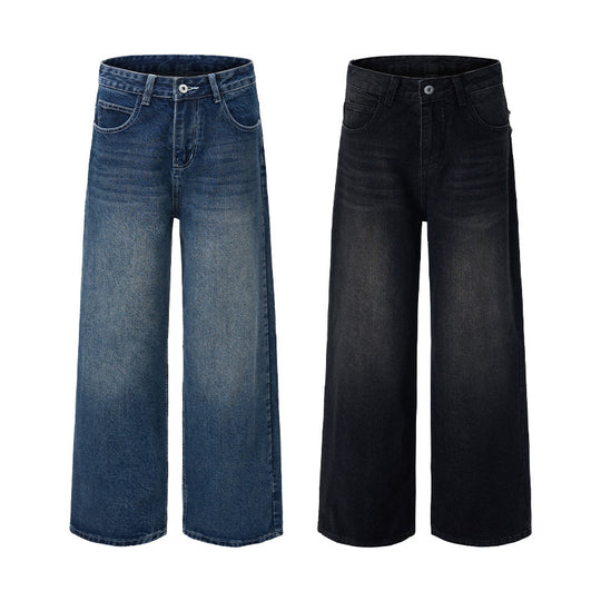 Damen Extraweite Highwaist-Palazzo-Jeans aus Vintage-Denim mit gerundetem Saum Nord Taschen
