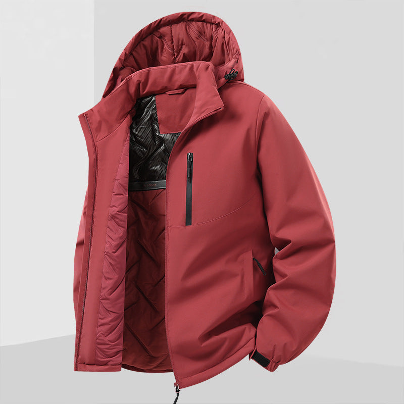 Herren Leichte isolierte Hybrid-Outdoorjacke mit Thermofutter, Kapuze und wasserdichten Reißverschlüssen Nord Taschen