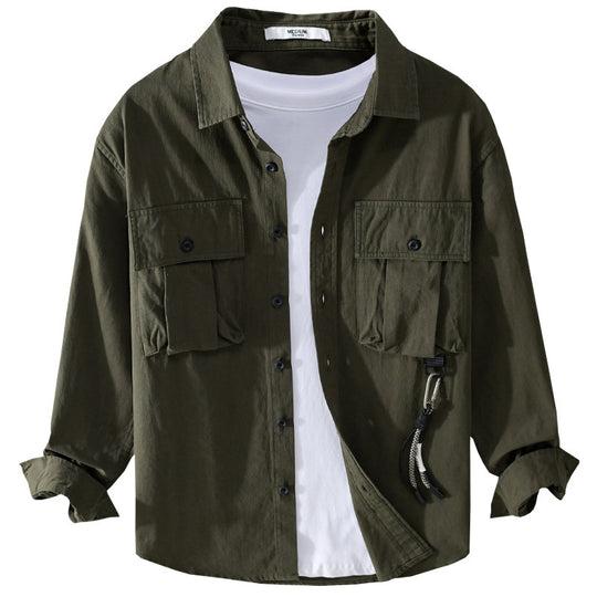 Herren Utility-Overshirt mit Doppel-Brusttaschen und Karabinerdetail Nord Taschen