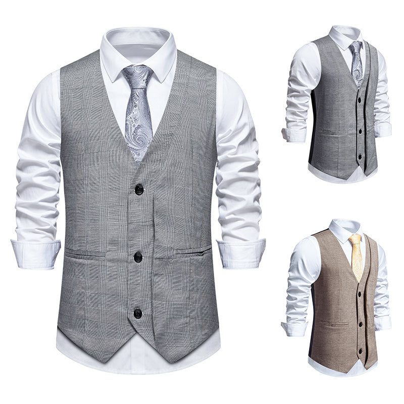Herren elegante Anzugweste mit klassischem Herringbone-Muster und praktischen Taschen Nord Taschen