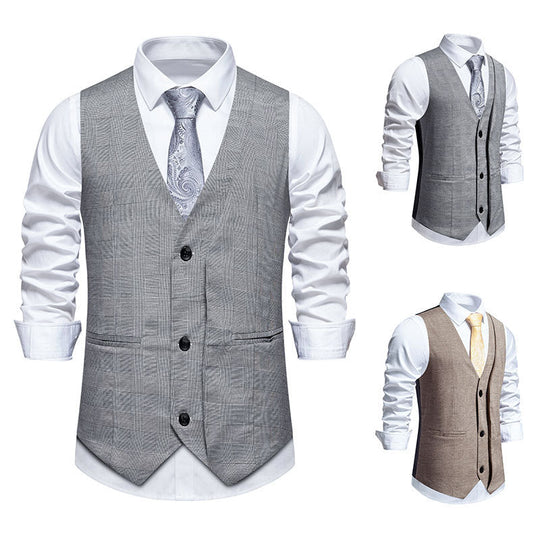 Herren elegante Anzugweste mit klassischem Herringbone-Muster und praktischen Taschen Nord Taschen