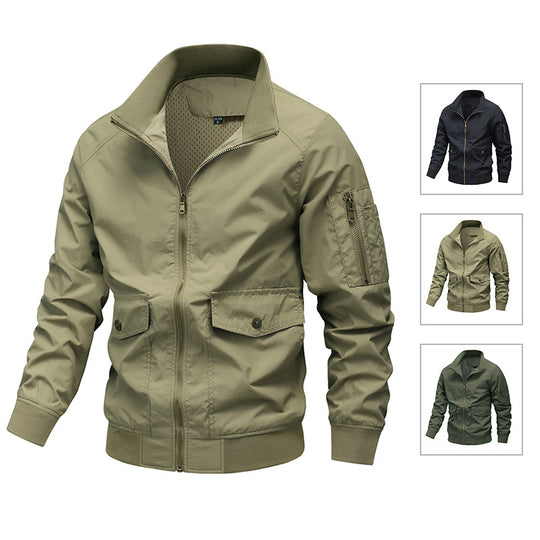Herren Leichte Utility-Bomberjacke mit Ärmeltasche und Netzfutter Nord Taschen