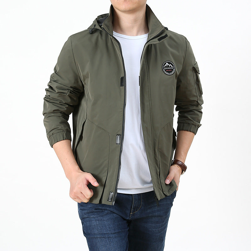 Herren Leichter Kapuzen-Softshellblouson im Urban-Outdoor-Stil mit Ärmeltasche und elastischen Bündchen Nord Taschen
