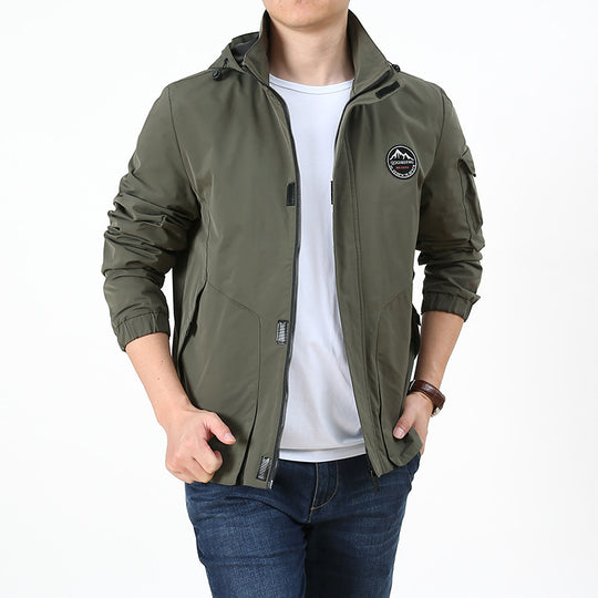 Herren Leichter Kapuzen-Softshellblouson im Urban-Outdoor-Stil mit Ärmeltasche und elastischen Bündchen Nord Taschen