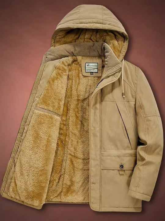 Herren Winterparka mit Teddyfell-Innenfutter und Kapuze Nord Taschen