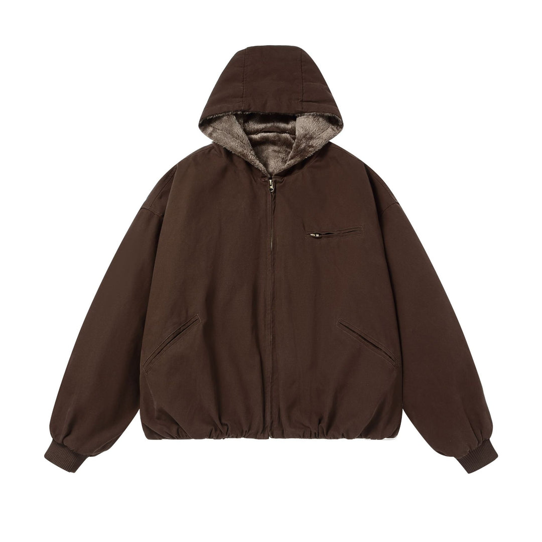 Herren Gefütterte Kapuzenjacke mit Kunstfell-Innenfutter und elastischem Saum Nord Taschen