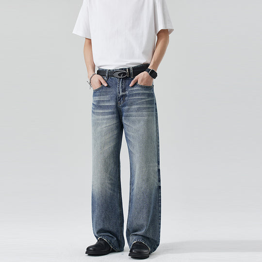 Herren Locker geschnittene Stonewashed-Denim-Jeans mit extra weitem Bein Nord Taschen