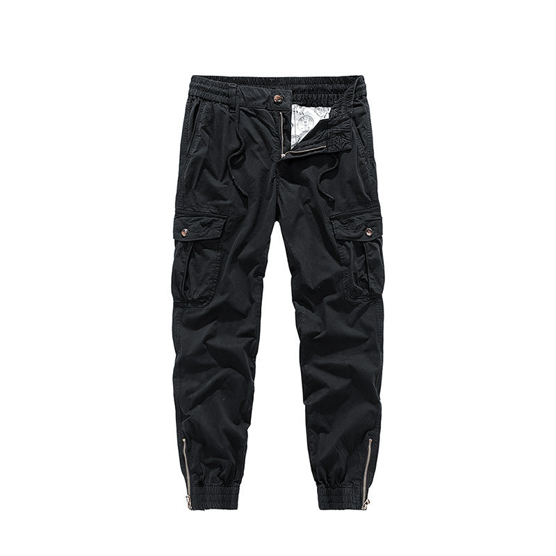 Herren Tapered-Cargo-Jogger aus Baumwoll-Twill mit elastischem Tunnelzugbund, Klapp-Utility‑Taschen und Knöchelreißverschlüssen Nord Taschen