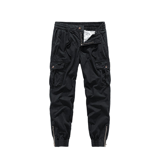 Herren Tapered-Cargo-Jogger aus Baumwoll-Twill mit elastischem Tunnelzugbund, Klapp-Utility‑Taschen und Knöchelreißverschlüssen Nord Taschen