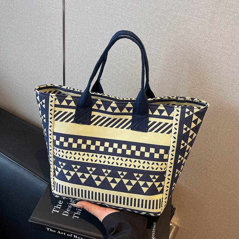 Damen Jute-Tragetasche mit modernem grafischen Design und stabilen Griffen Nord Taschen