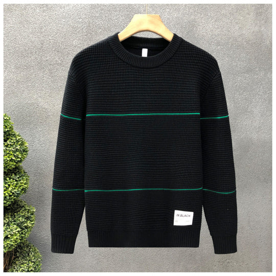 Unisex Strukturierter Waffelstrick-Pullover mit feinen Kontraststreifen Nord Taschen