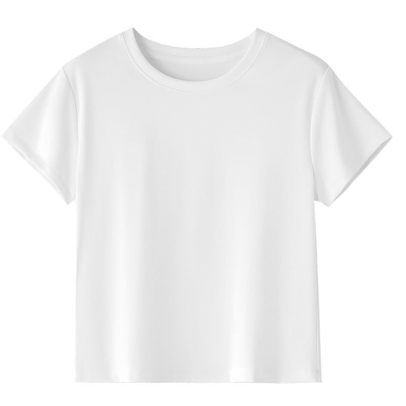 Damen Kurzgeschnittenes Boxy-T-Shirt aus weichem Baumwollstretch mit Rundhalsausschnitt Nord Taschen